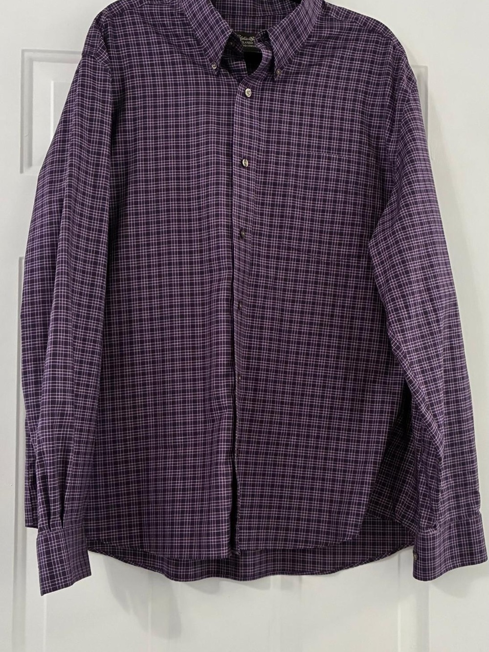 Eddie Bauer Purple Plaid Button-Down Shirt